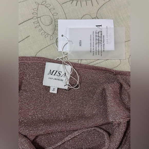NWT MISA Minka Longsleeve Cutout Dress S Rose Metallic Knit - Picture 14 of 15